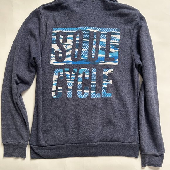 Soulcycle Full Zip Hoodie Sweatshirt Jacket Blue Spell out Soul Cycle Size M - Picture 4 of 6
